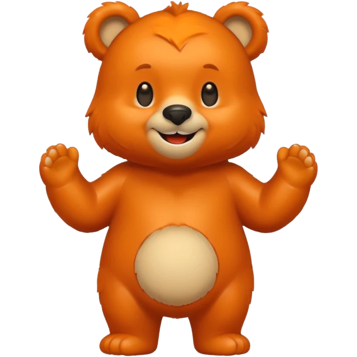 Create a orange friendly bear, make him look like from a kid cartoon and make him smile. Show his whole body emoji
