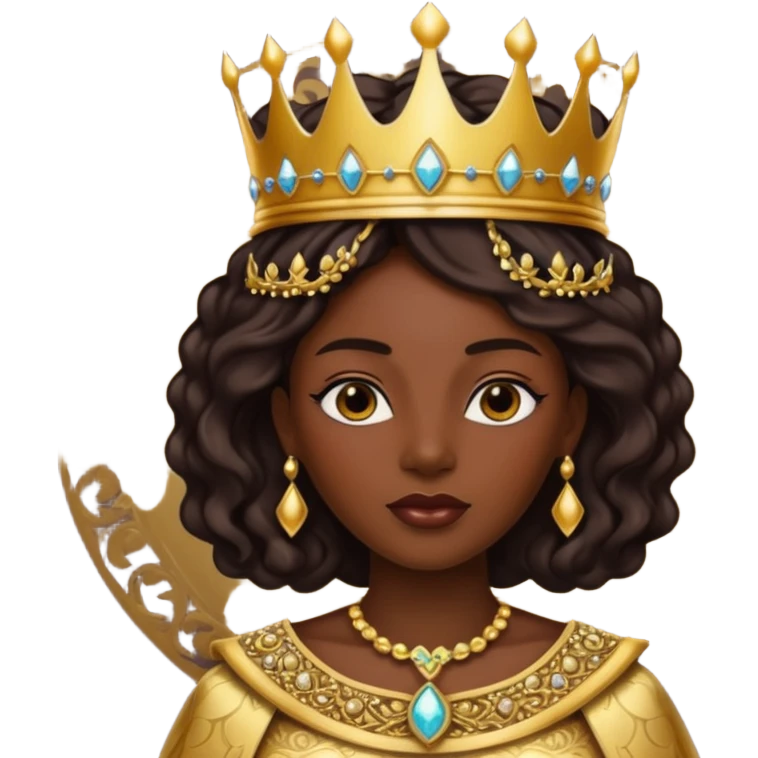 dark skin queen with crown emoji