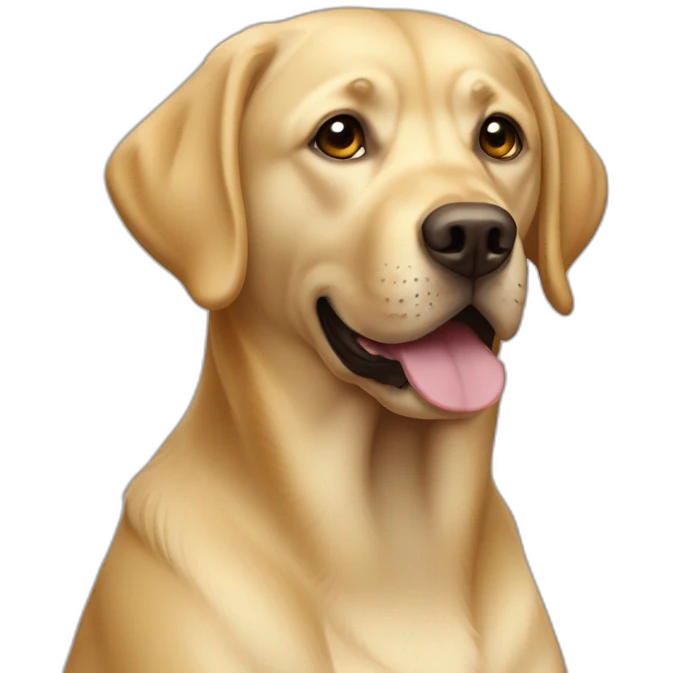 Labrador amarillo com mujer pelo marrón claro abrazados emoji