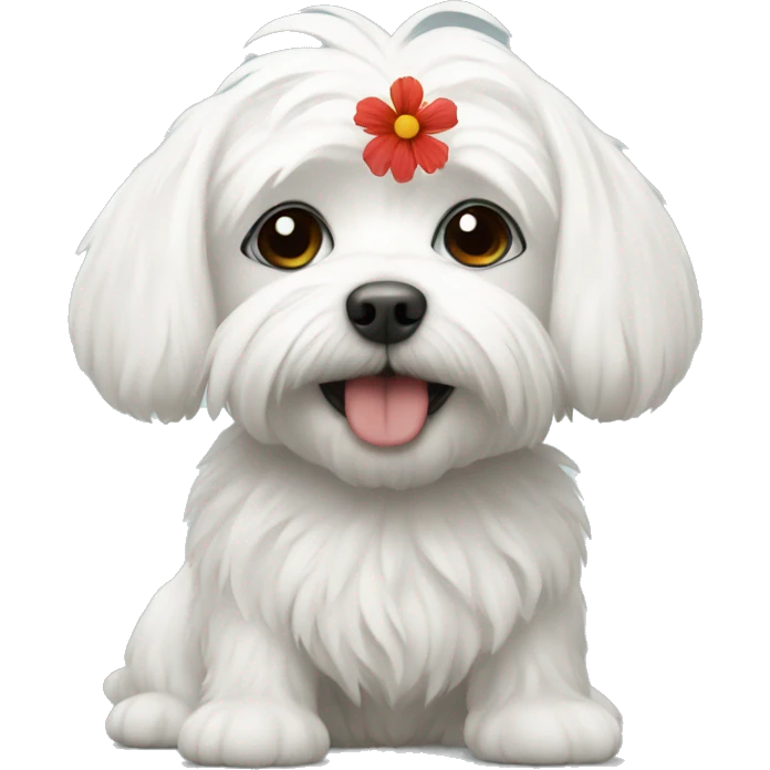 Maltese and flower emoji