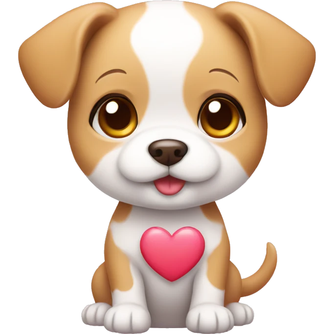 cute kawaii baby dog with heart emoji