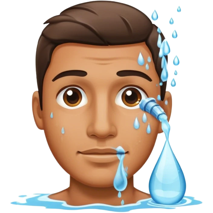 man with water on their face emoji