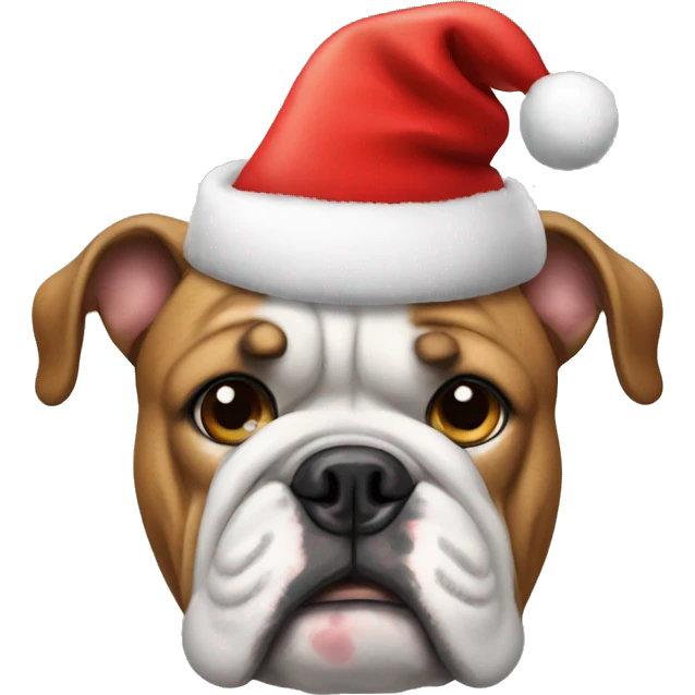 bulldog in christmas hat emoji