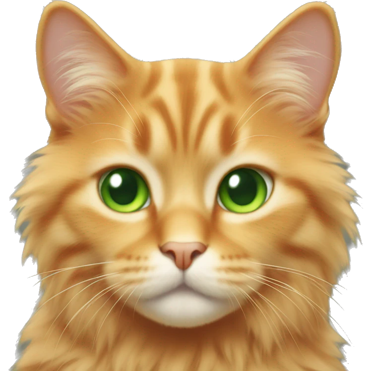 Light orange fluffy cat with green eyes emoji