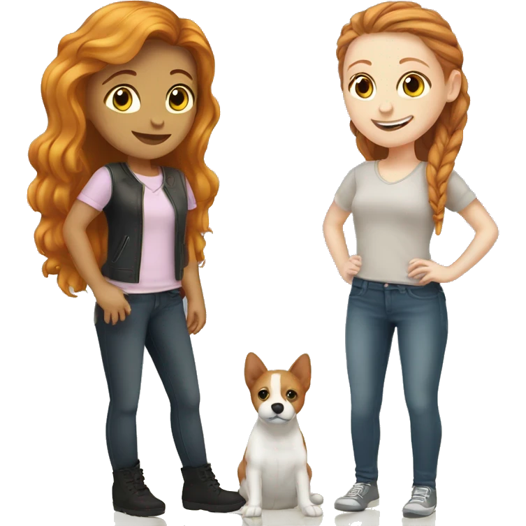 Best friends brunette girl and a ginger white girls emoji