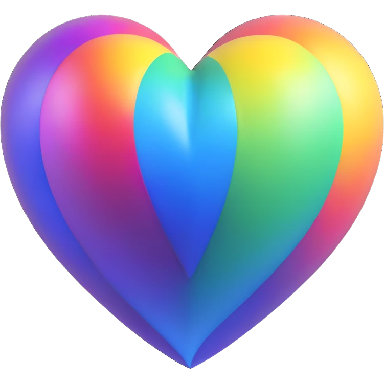 3D emoji style heart, iridescent rainbow effect emoji