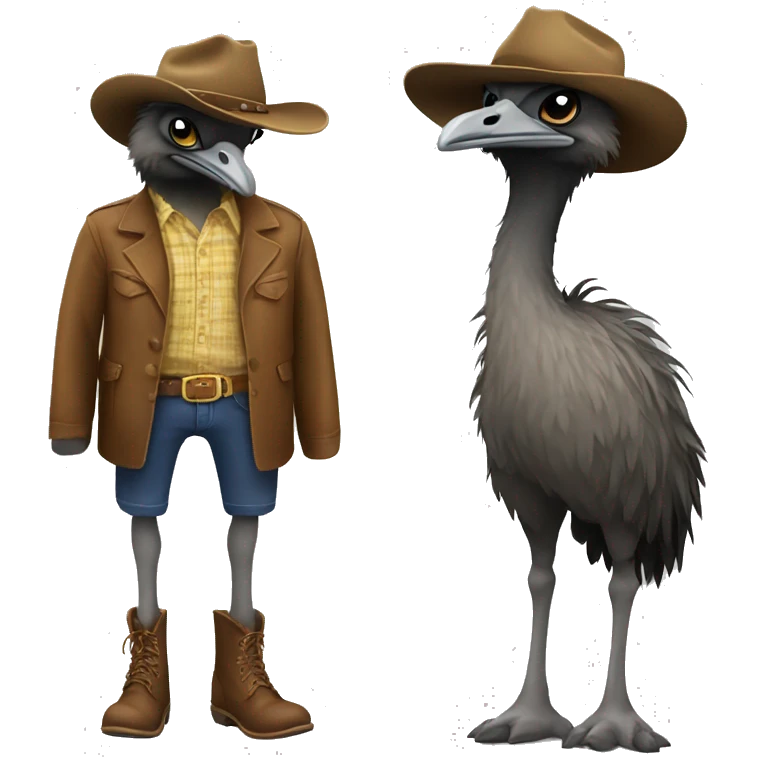 emu in cowboy boots and hat emoji