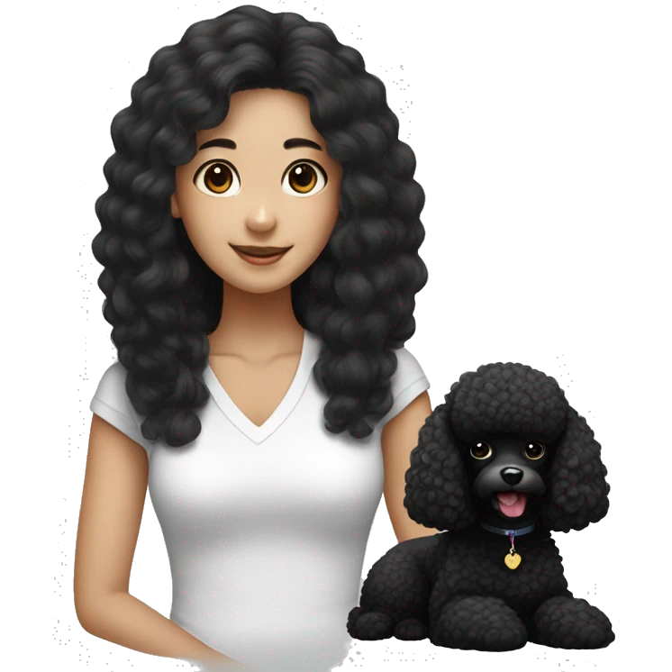 Balck poodle with long black hair korean girl emoji