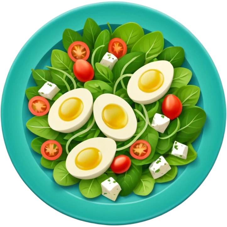 Salad community avatar in clean style illustration. Classic salads like Olivier, Greek or Tashkent, vibrant greens and colorful ingredients, simple shapes, flat design, high contrast, fresh and inviting. emoji