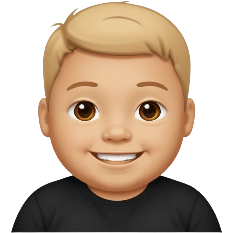 happy little fat young boy in black t shirt  emoji
