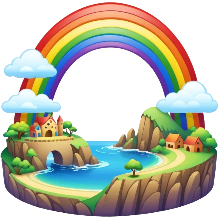 Rainbow Bridge – Arched rainbow connecting flying islands. emoji