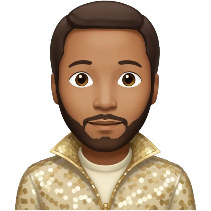 Marvin Gaye with dark brown hair, cream sequin outfit emoji