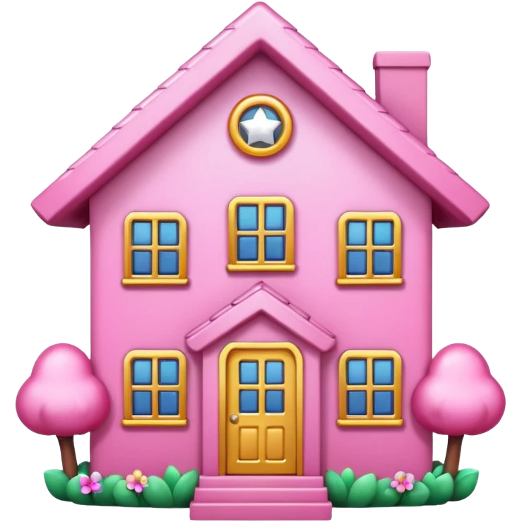 Pretty pink cartoon house a little more realistic like an emoji style sparkly  emoji