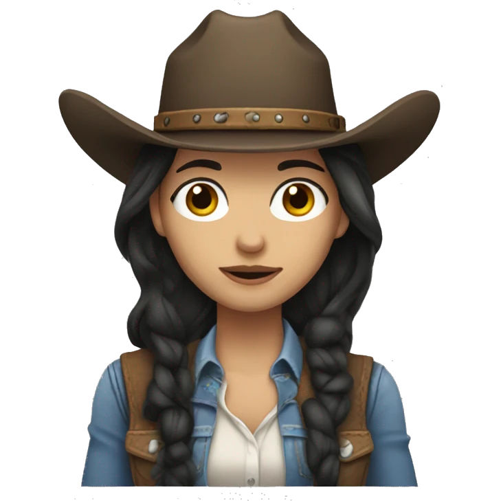 Cowgirl white skin and long dark hair emoji