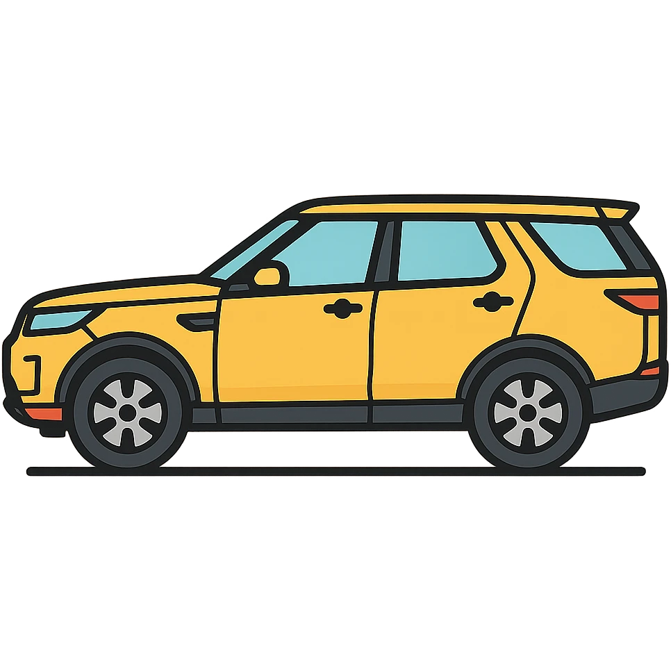 Land Rover Discovery 5 side profile facing left, clean and minimal icon style, no background emoji