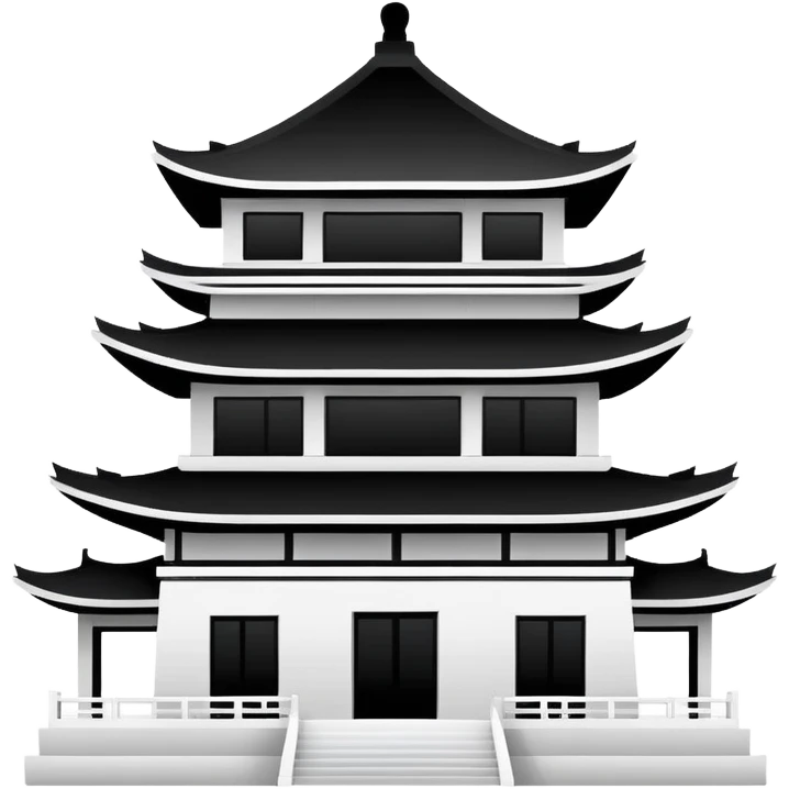 Ultra minimalist Chinese building icon, single-color silhouette, very simple outline emoji