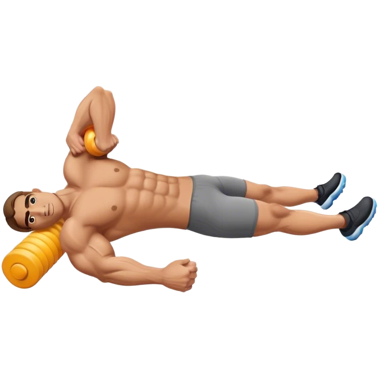 buff guy lying lats down on foam-roller emoji