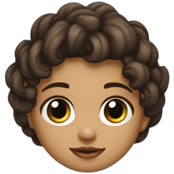 uma bebe de olhos intensos nariz de batatinha orelha mediana boca larga cabelos de coloração preta e tipo meio ondulado e apele da cor do pecado clara emoji