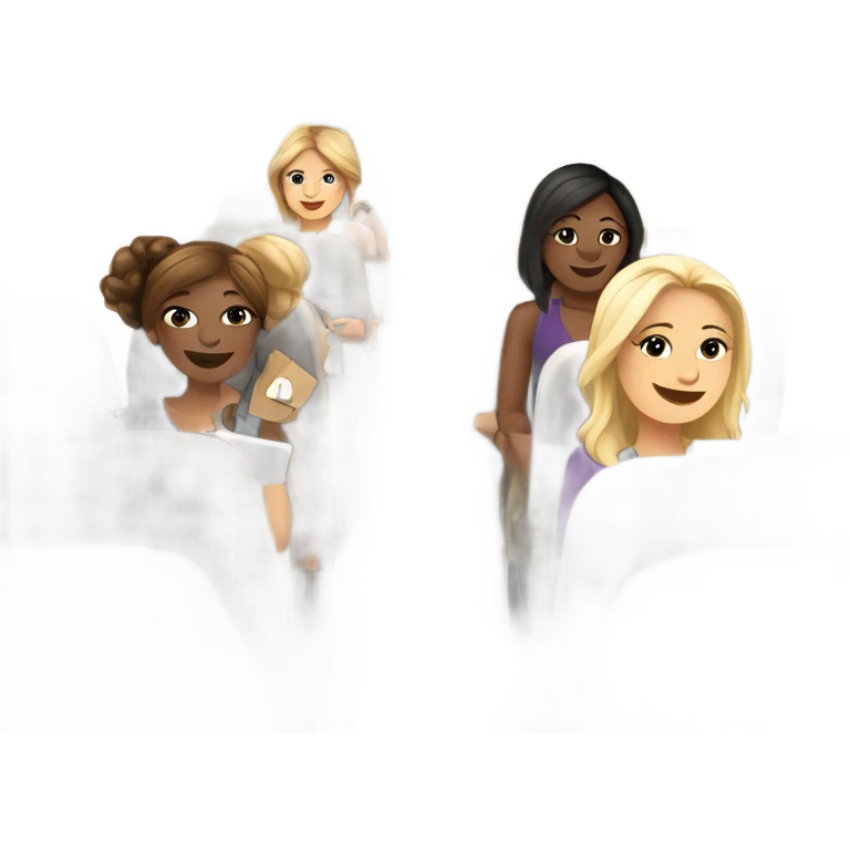 Group of Caucasian women on a airplane  emoji