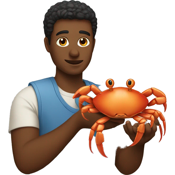 Person holding a crab emoji