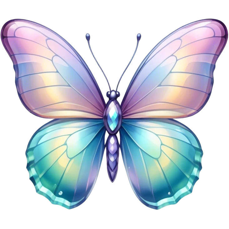 Pastel sparkly glittery shiny iridescent glass crystal butterfly emoji