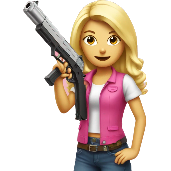 Blonde emoji girl holding a pink gun emoji