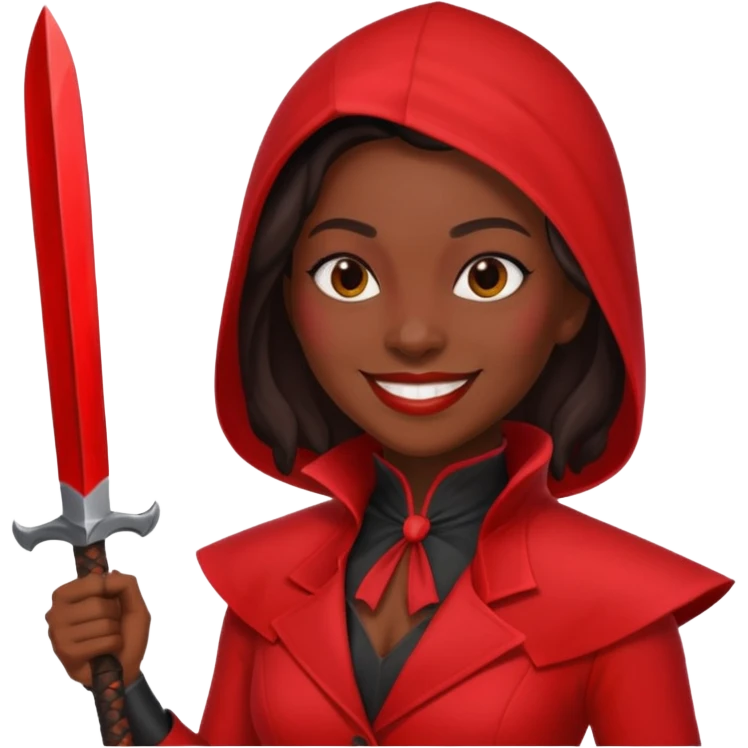 black woman executioner in red suit emoji