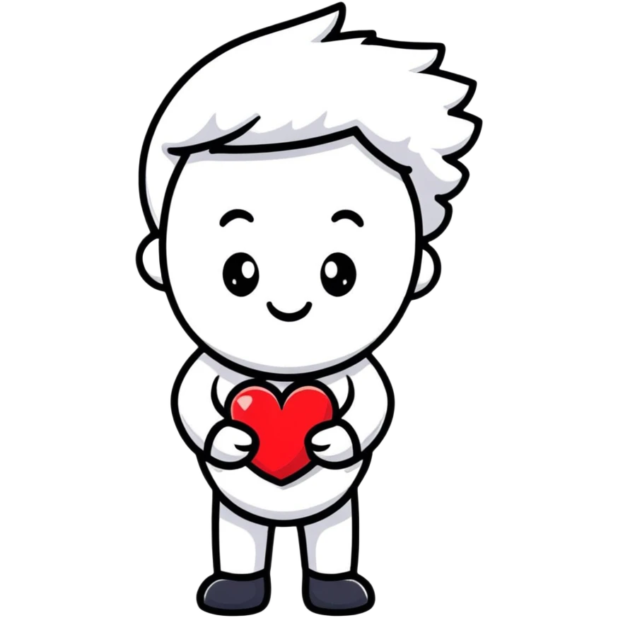 cute character holding a heart with Meri text emoji