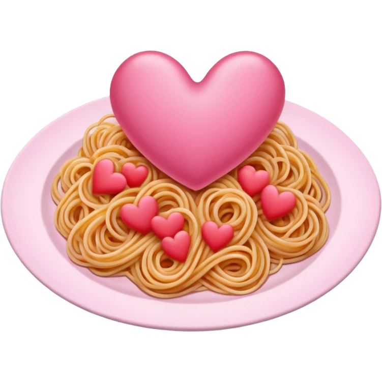 Spaghetti shaped like hearts with no plate, make the spaghetti pink emoji