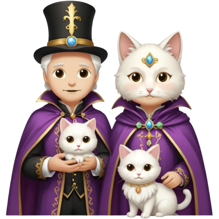 magician couple and their pet cat emoji