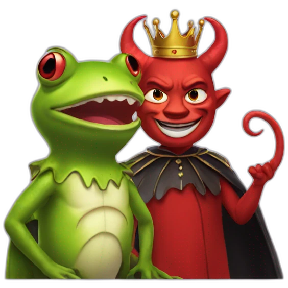 Devil talking to queen frog emoji