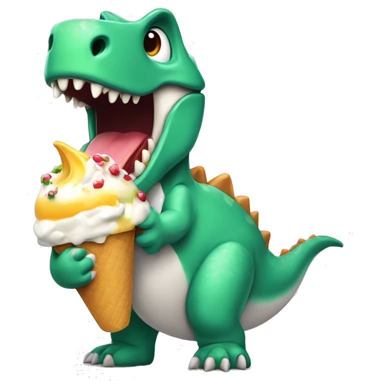 Dinosaurio comiendo helado emoji