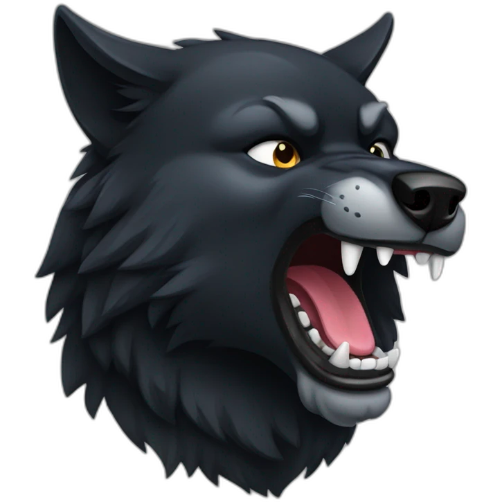 Black wolf growling  emoji