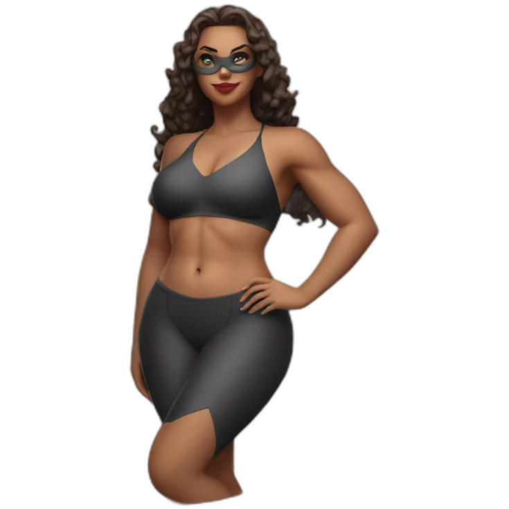 Slim-thicc Caucasian woman bikini superhero pose (beach body) emoji
