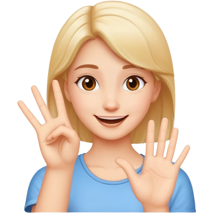 happy girl with stop hand gesture emoji