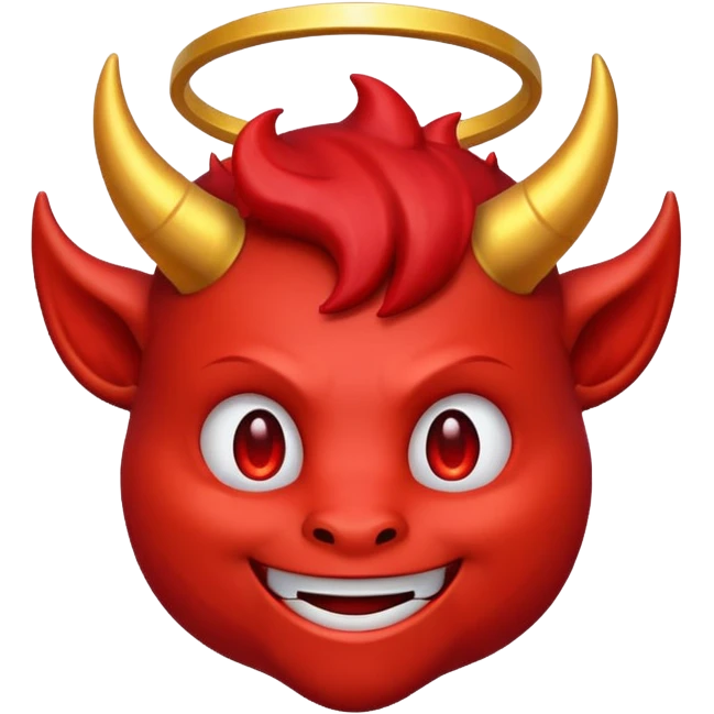 A friendly devil emoji with a halo on top of his horns emoji