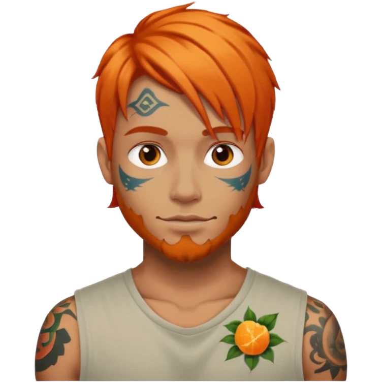 Tattooed man with orange hair emoji