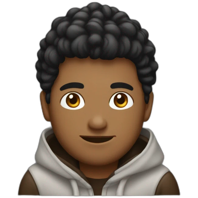 un chico con una sudadera negra y pelo marrón usando la pc emoji