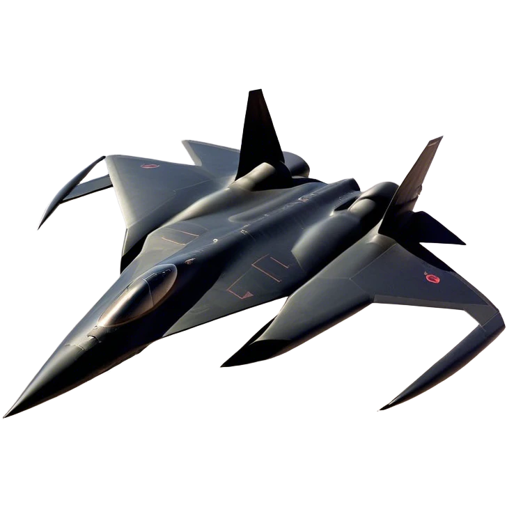 SR-71 Blackbird - Lockheed Martin (Stealth Grey) A sleek, high-speed reconnaissance aircraft with an elongated, needle-like fuselage and a smooth, aerodynamic design. The body is finished in a deep, matte jet-black with subtle panel lines and heat-resistant detailing. Its twin engines are seamlessly integrated into the structure, with sharp, swept-back wings that emphasize speed and stealth. The cockpit canopy is tinted, adding to its mysterious, high-tech aesthetic, while the overall silhouette exudes an aura of unmatched velocity and secrecy. emoji