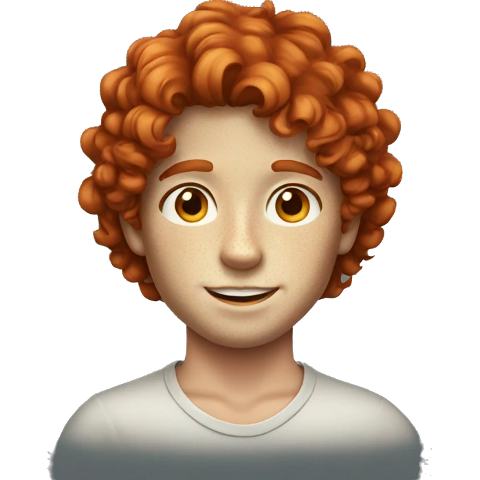 Boy with freckles and curly long red hair emoji