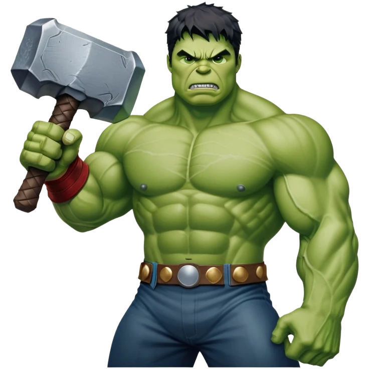 Hulk holding Thor's hammer Mjolnir emoji