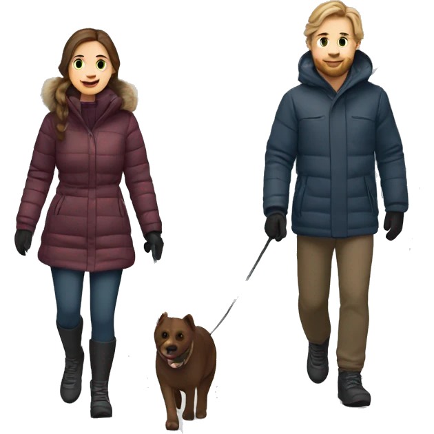 Norwegian couple with brown hair on a winter walk emoji