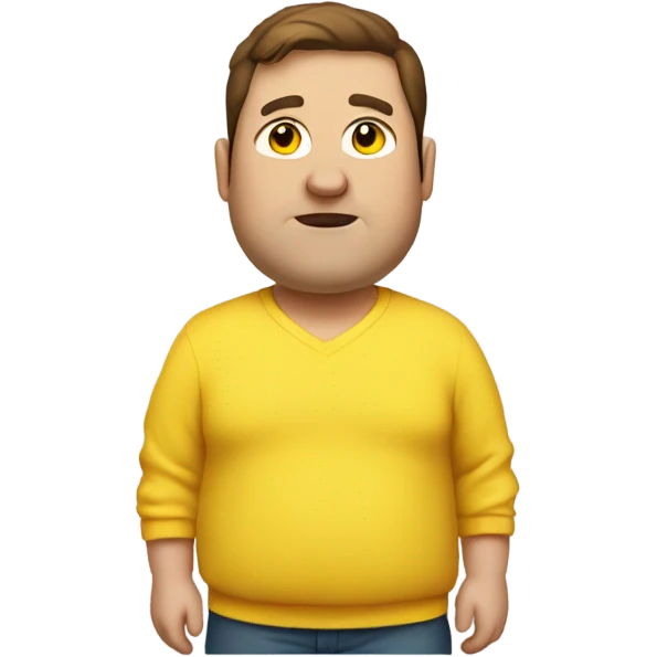fat man with brown hair and yellow sweatsh emoji