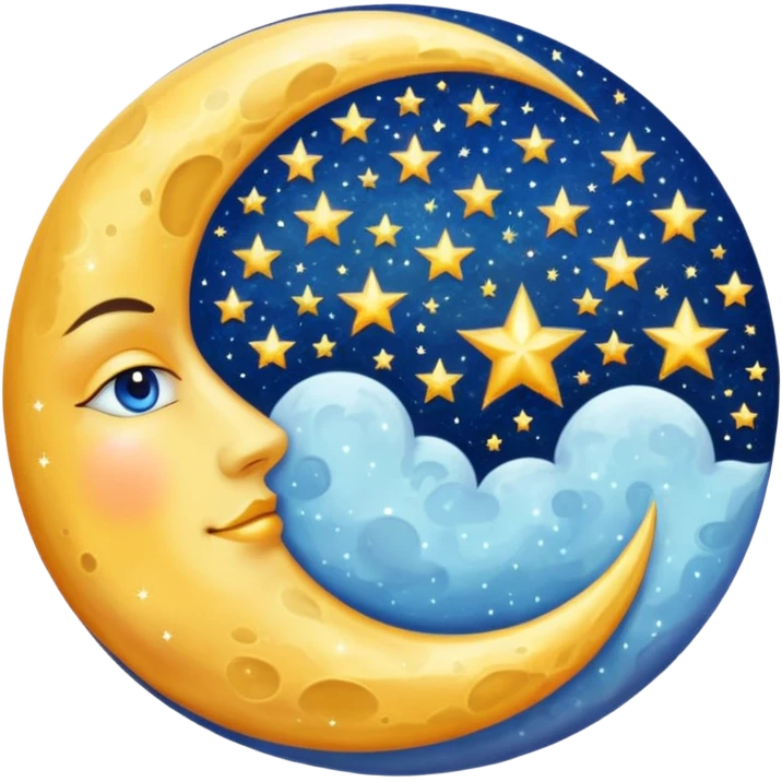 Glitter cian moon emoji