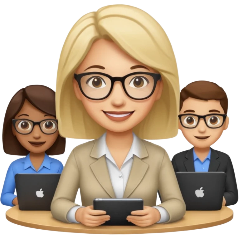 a woman developer in a meeting with others developers emoji