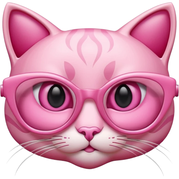 A 3D cartoon rose-pink cat-eye spectacle, glossy curved frame, soft reflections, isolated on plain background. only glasses. emoji