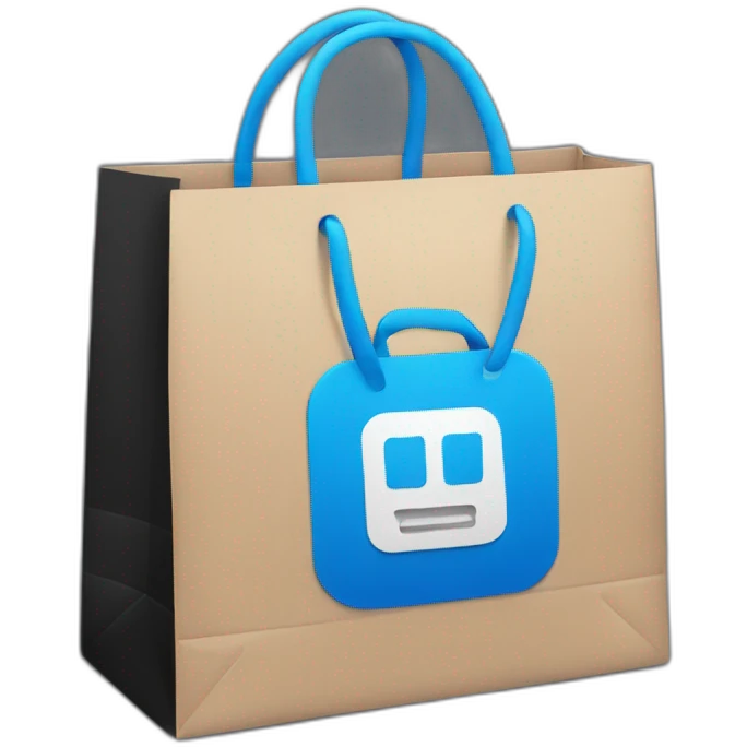 shopping bag black colour with blue accent emoji