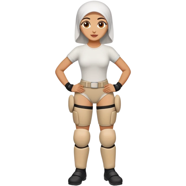 Middle eastern Short lady with massive padded knee pads emoji