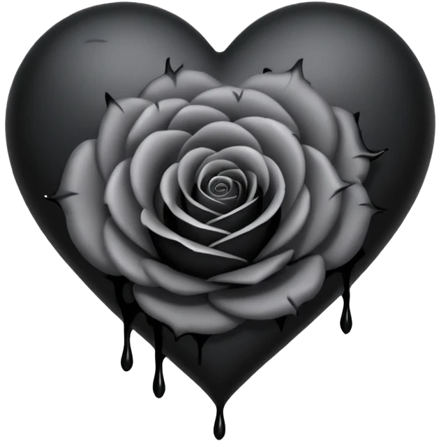 emo heart with a black rose emoji