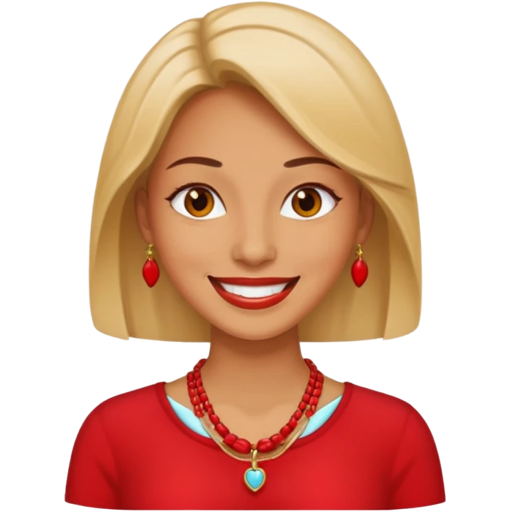 woman with red necklaced emoji